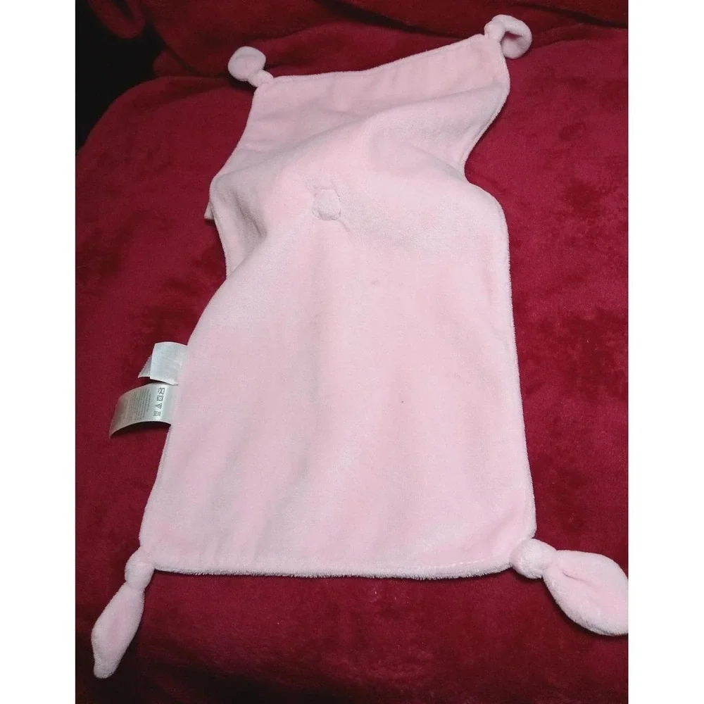 Carter's Pink Bunny Security Blanket Plush Rattle Pacifier Holder Knotted